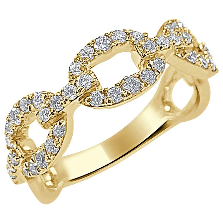 14 Karat Yellow Gold 0.47 Carat Diamond Link Ring Band For Sale