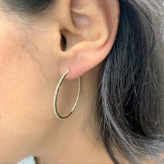 14 Karat Yellow Gold 0.50 Carat Diamond Round Hoop Earrings