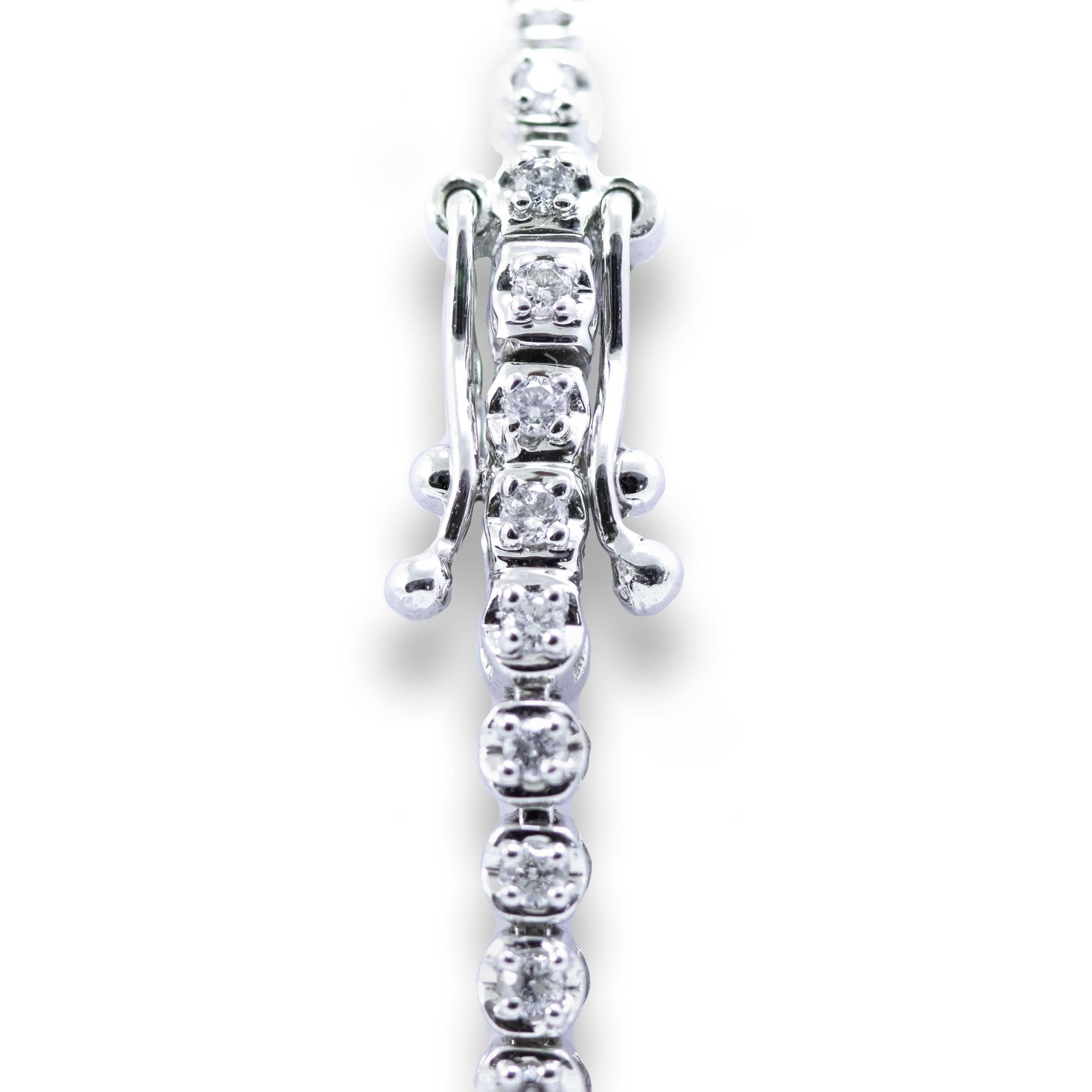 Brilliant Cut 14 Karat Yellow Gold 0.50 Carat Round Brilliant Diamond Line Tennis Bracelet For Sale