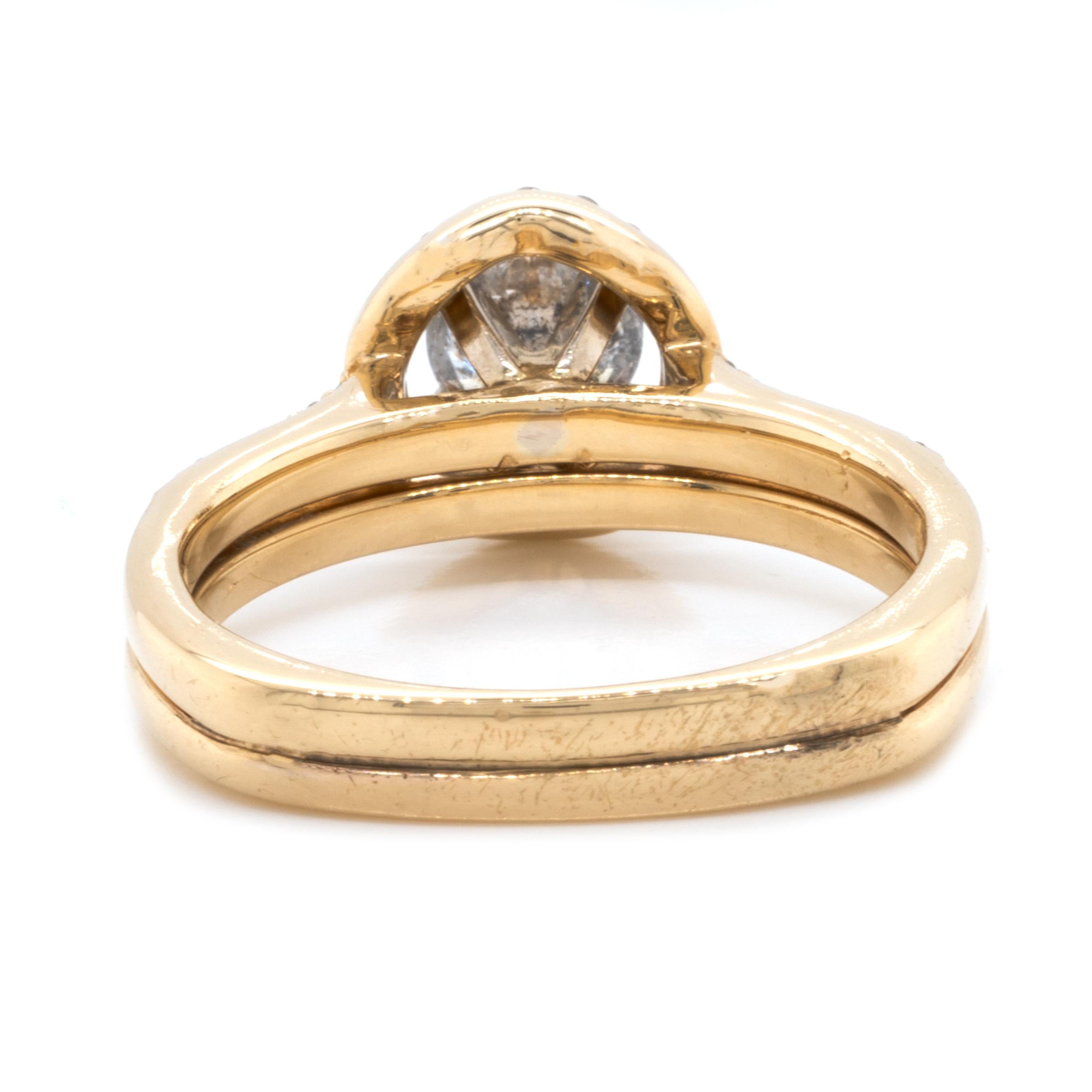 14 Karat Yellow Gold 0.50 Round Brilliant Galaxy Diamond Wedding Set In Excellent Condition For Sale In Scottsdale, AZ