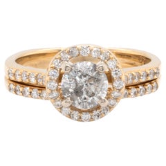 14 Karat Yellow Gold 0.50 Round Brilliant Galaxy Diamond Wedding Set
