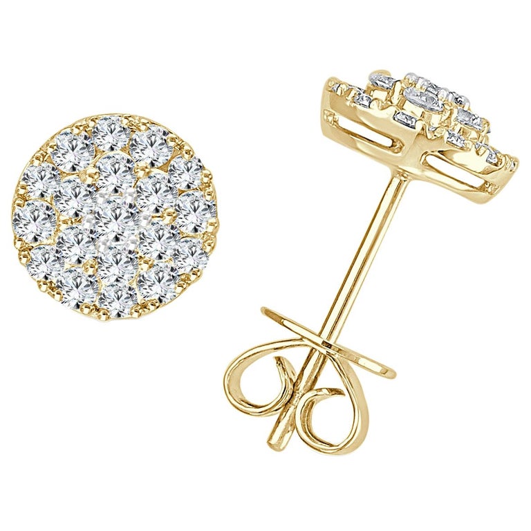 Boucles D'oreilles Clous En Or 14K Avec Diamants 0.70 Ct - Neuf Avec étiquettes