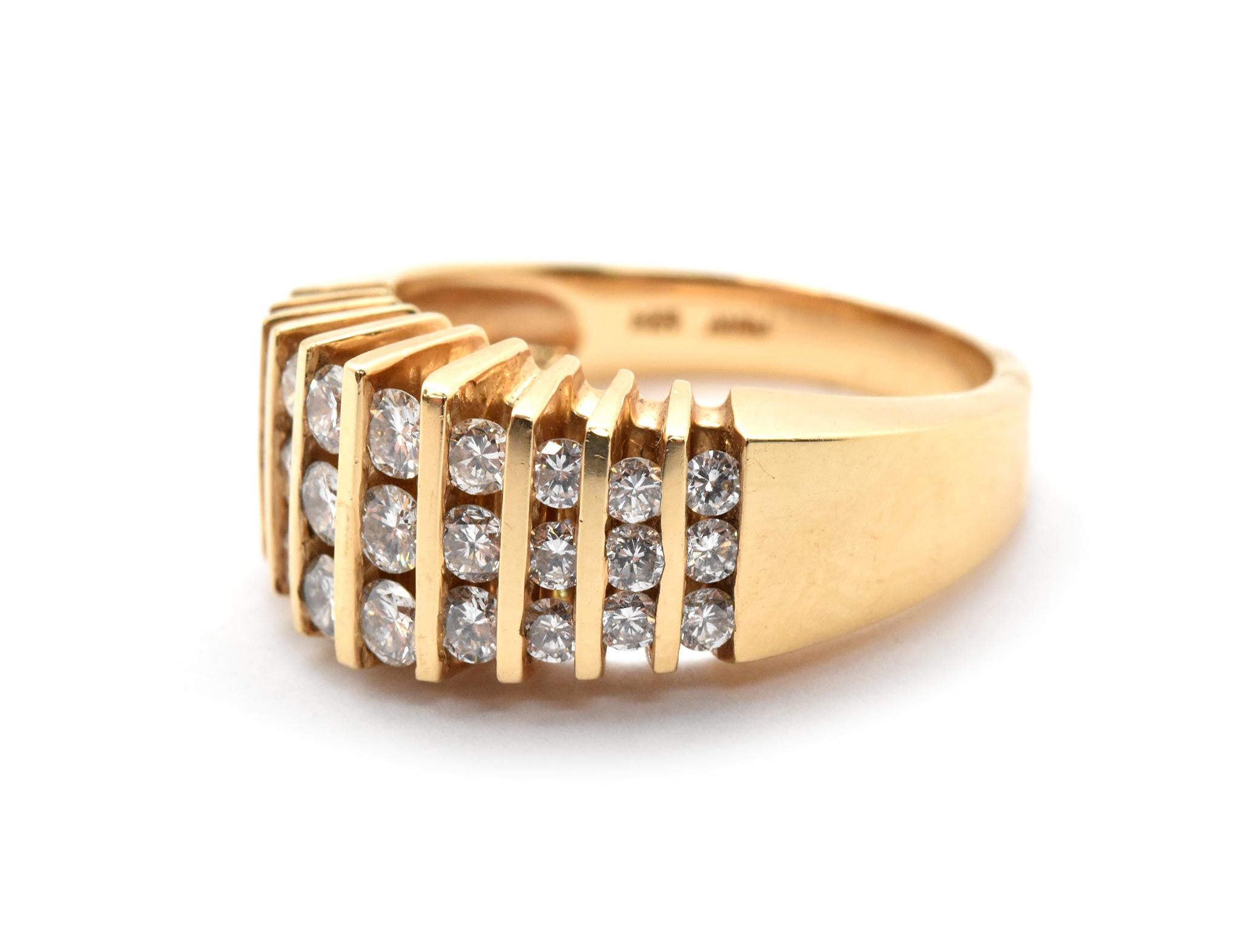 14 Karat Gelbgold 0,75 Karat Diamant-Riemenring 130 im Zustand „Hervorragend“ im Angebot in Scottsdale, AZ