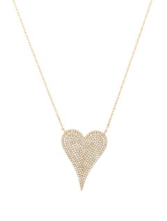 14 Karat Yellow Gold 0.79 Carat Diamond Heart Necklace