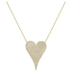 14 Karat Yellow Gold 0.79 Carat Diamond Heart Necklace