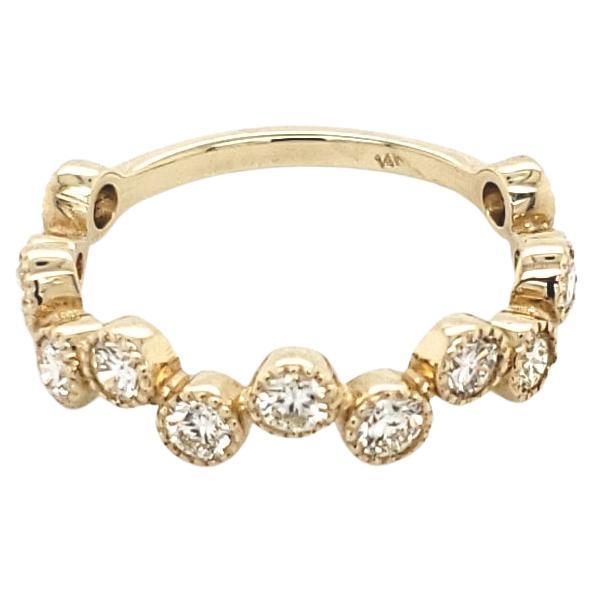 14 Karat Yellow Gold 0.95 Carat Natural Diamond Stackable Ring Size 6.5 For Sale