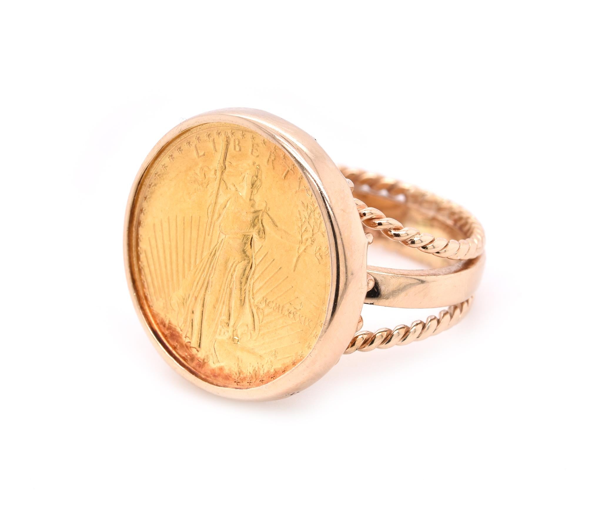 gold liberty coin ring