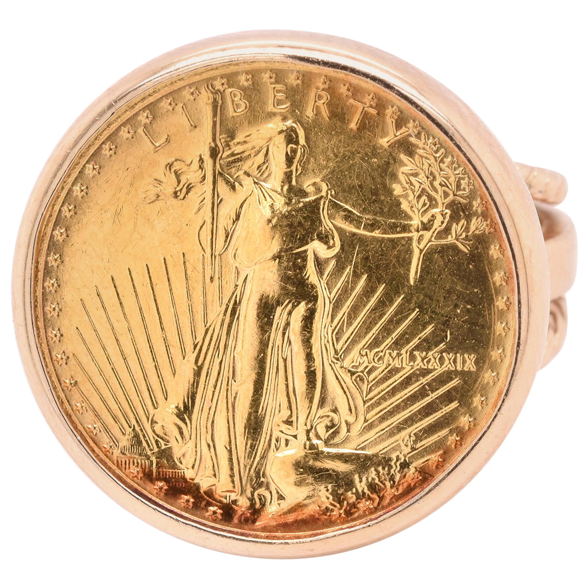 14 Karat Yellow Gold 1/10th Liberty Eagle Coin Ring