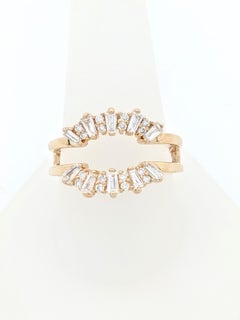 14 Karat Yellow Gold 1 Carat Baguette and Round Diamond Enhancer Jacket Wrap