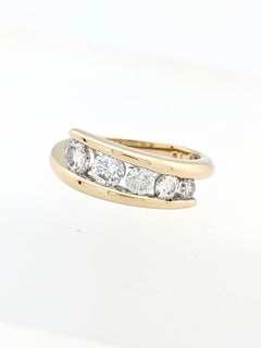 14 Karat Yellow Gold 1 Carat Channel Set Graduating Diamond Ring