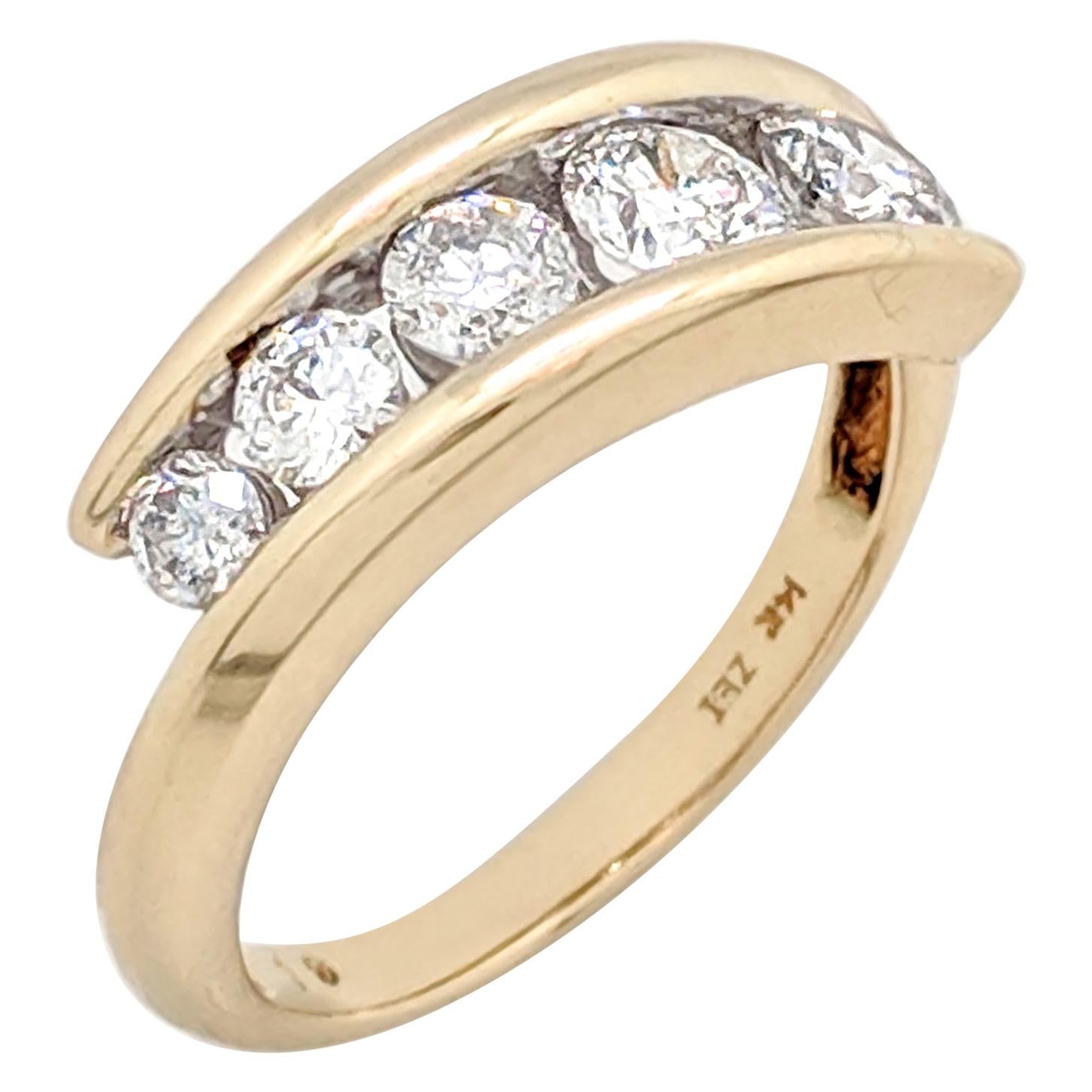 14 Karat Yellow Gold 1 Carat Channel Set Graduating Diamond Ring For ...
