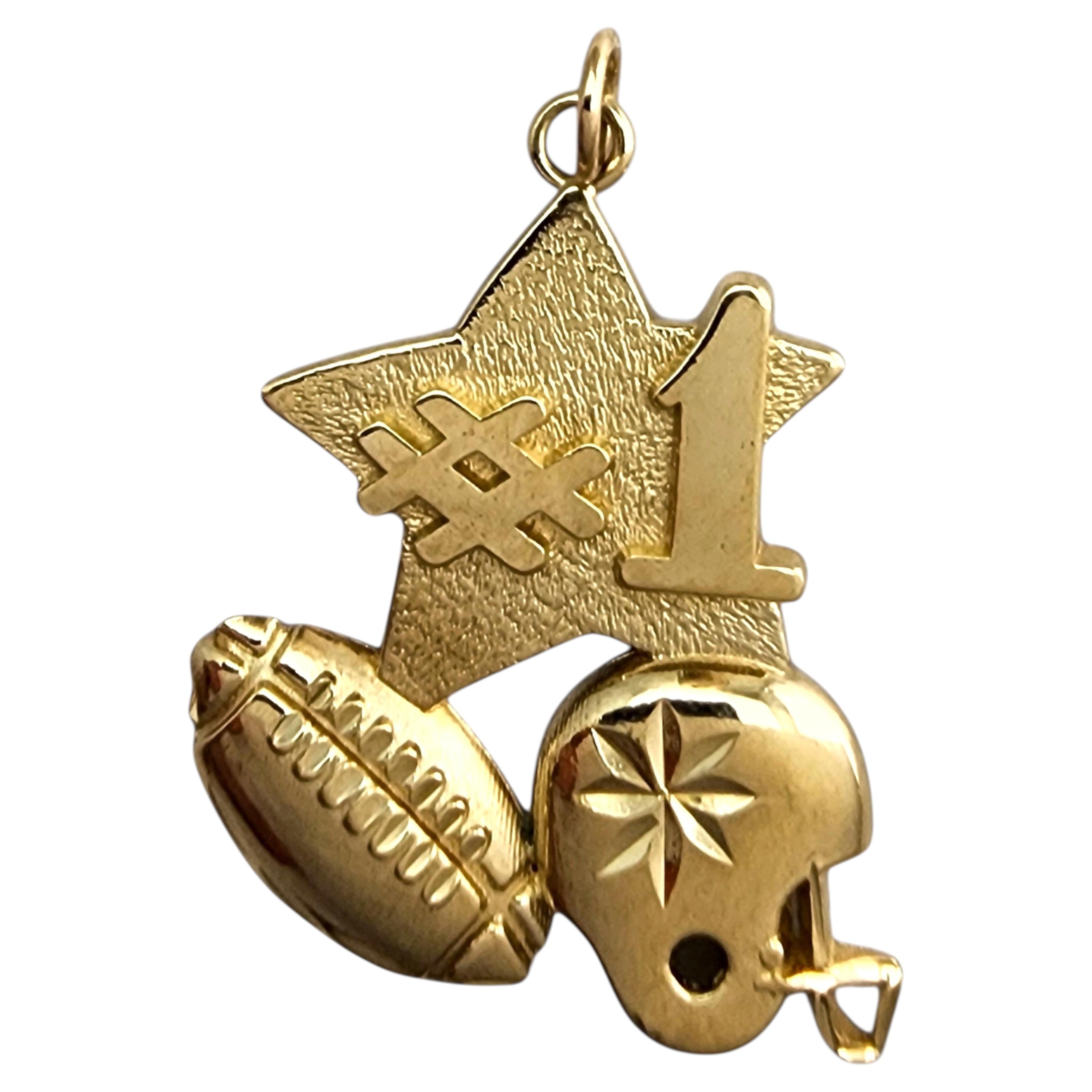 Amuleto de fútbol "nº 1" de oro amarillo de 14 quilates #24250 en venta