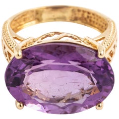 14 Karat Yellow Gold 10 Carat Amethyst Cocktail Ring