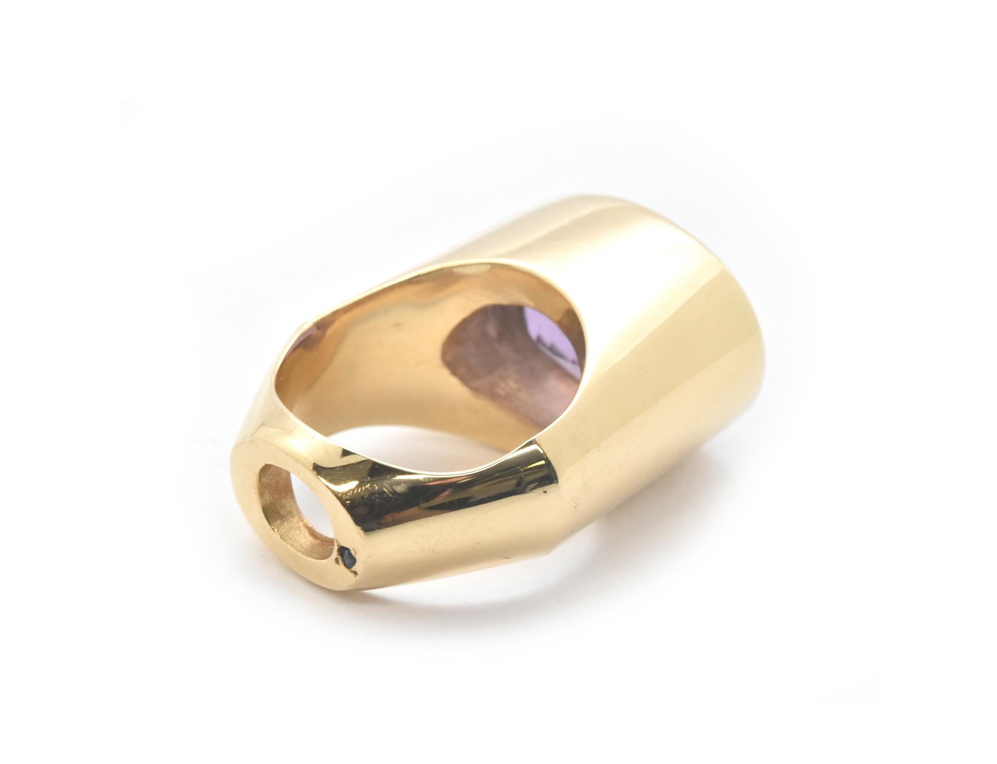 Modern 14 Karat Yellow Gold 10 Carat Amethyst Gauthier Ring