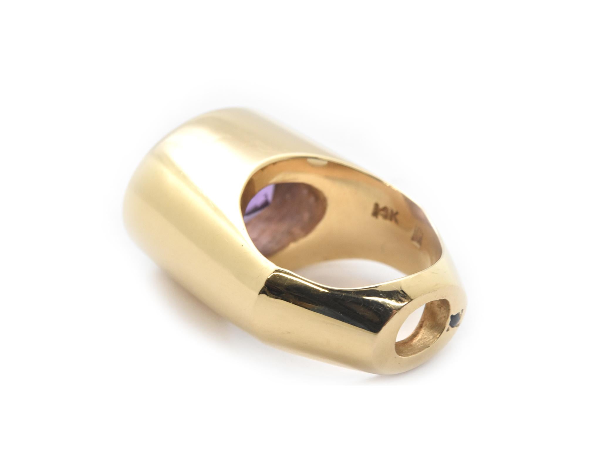 14 Karat Yellow Gold 10 Carat Amethyst Gauthier Ring In New Condition In Scottsdale, AZ