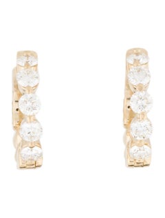14 Karat Yellow Gold 1.0 Carat Diamond Huggie Hoop Earrings