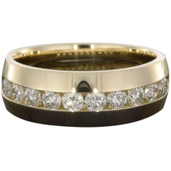 14 Karat Yellow Gold 1.00 Carat Round Diamond Channel Men's Wedding Band Ring