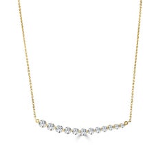14 Karat Yellow Gold 1.06 Carat Diamond Bar Necklace