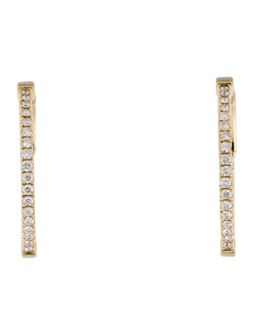 Contemporary 14 Karat Yellow Gold 1.09 Carat Diamond Flexible Hoop Earrings For Sale
