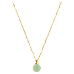 14 Karat Yellow Gold 10MM Jade Ball Necklace