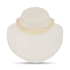 14 Karat Yellow Gold 11 Strand Pearl Necklace with Pearl Clasp