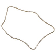 14 Karat Yellow Gold 11.00 Carat Natural Diamond Tennis Line Necklace 20 Inches