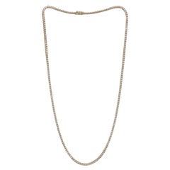 14 Karat Yellow Gold 11.00 Carat Natural Diamond Tennis Line Necklace 20 Inches