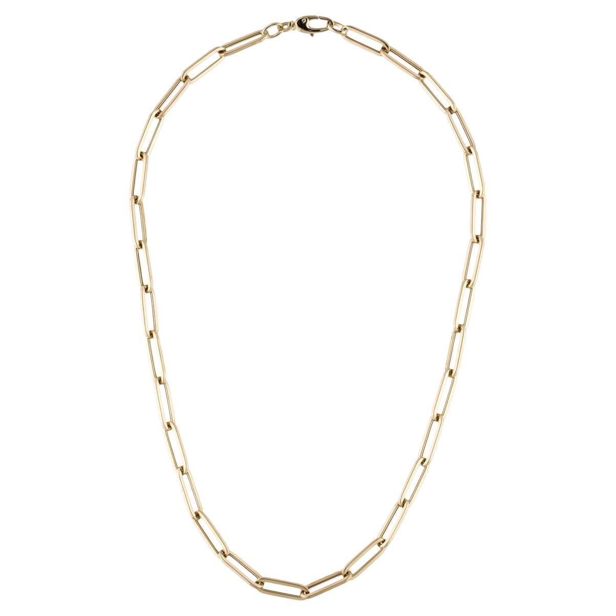 14 Karat Yellow Gold 11.20 Grams Paperclip Chain Necklace For Sale