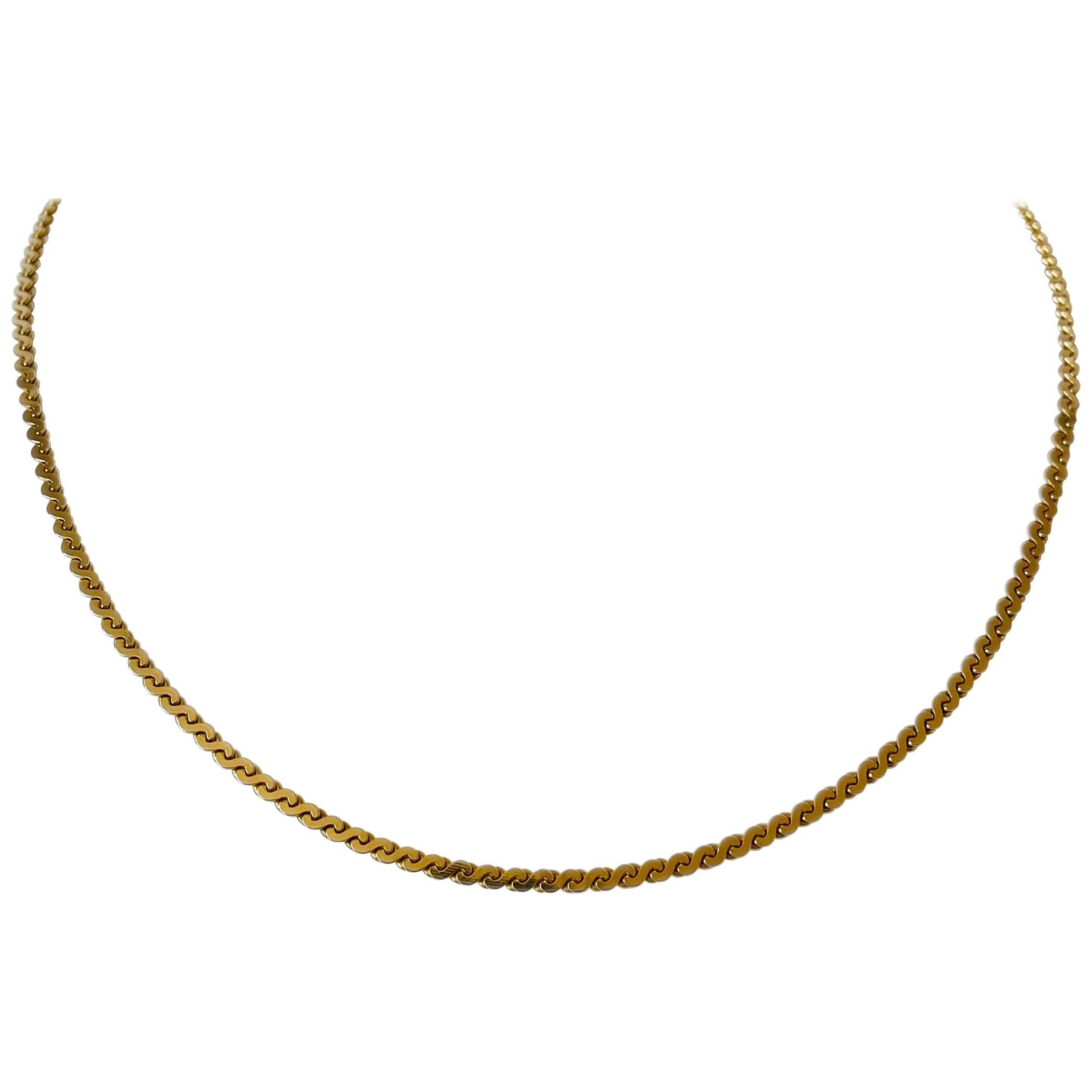 14 Karat Yellow Gold 11.8g Solid Serpentine S Link Link Chain Necklace, Italy