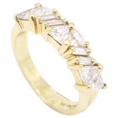 14 Karat Yellow Gold 1.25 Carat Trillion and Baguette Diamonds Ring