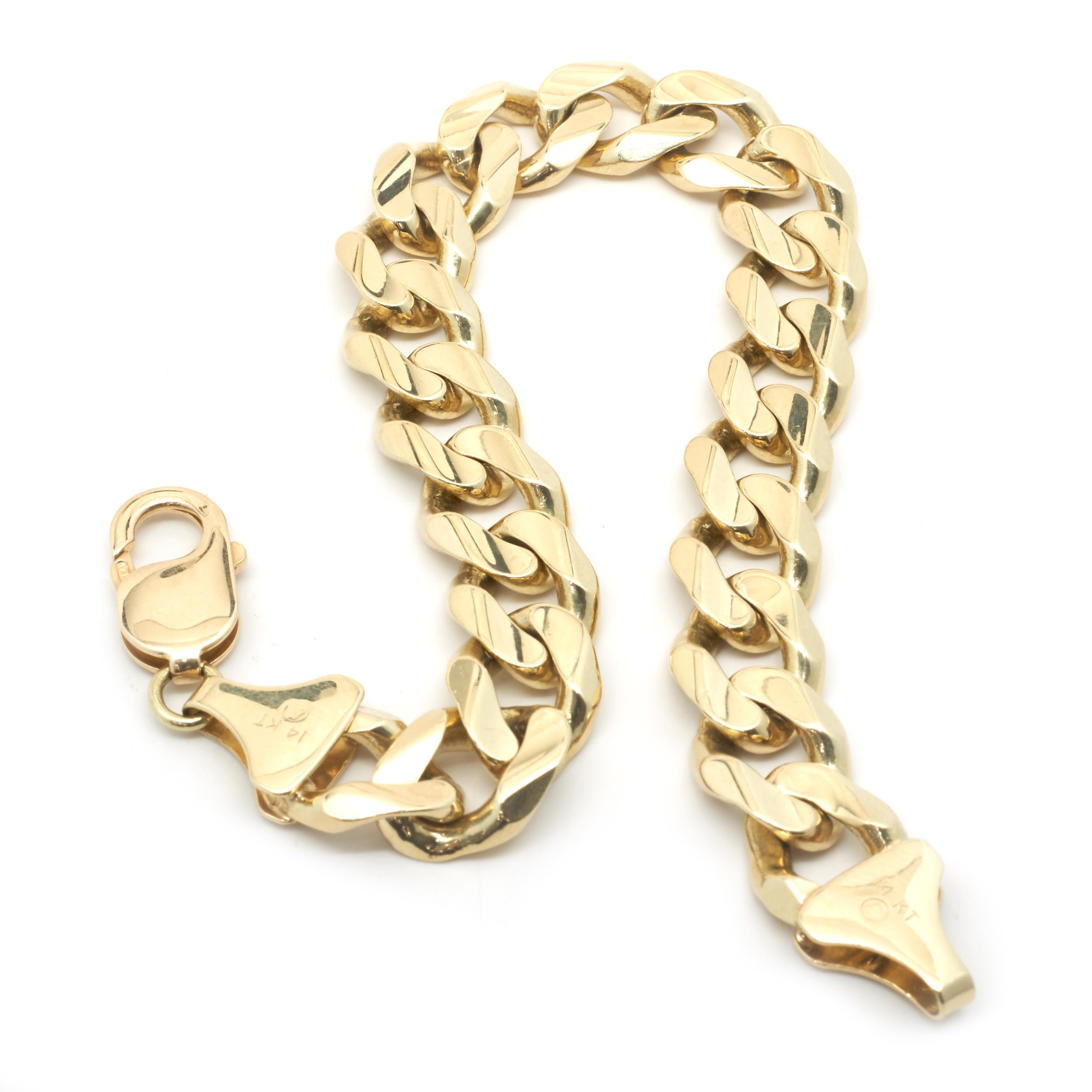 Men's 14 Karat Yellow Gold Cuban Link Bracelet