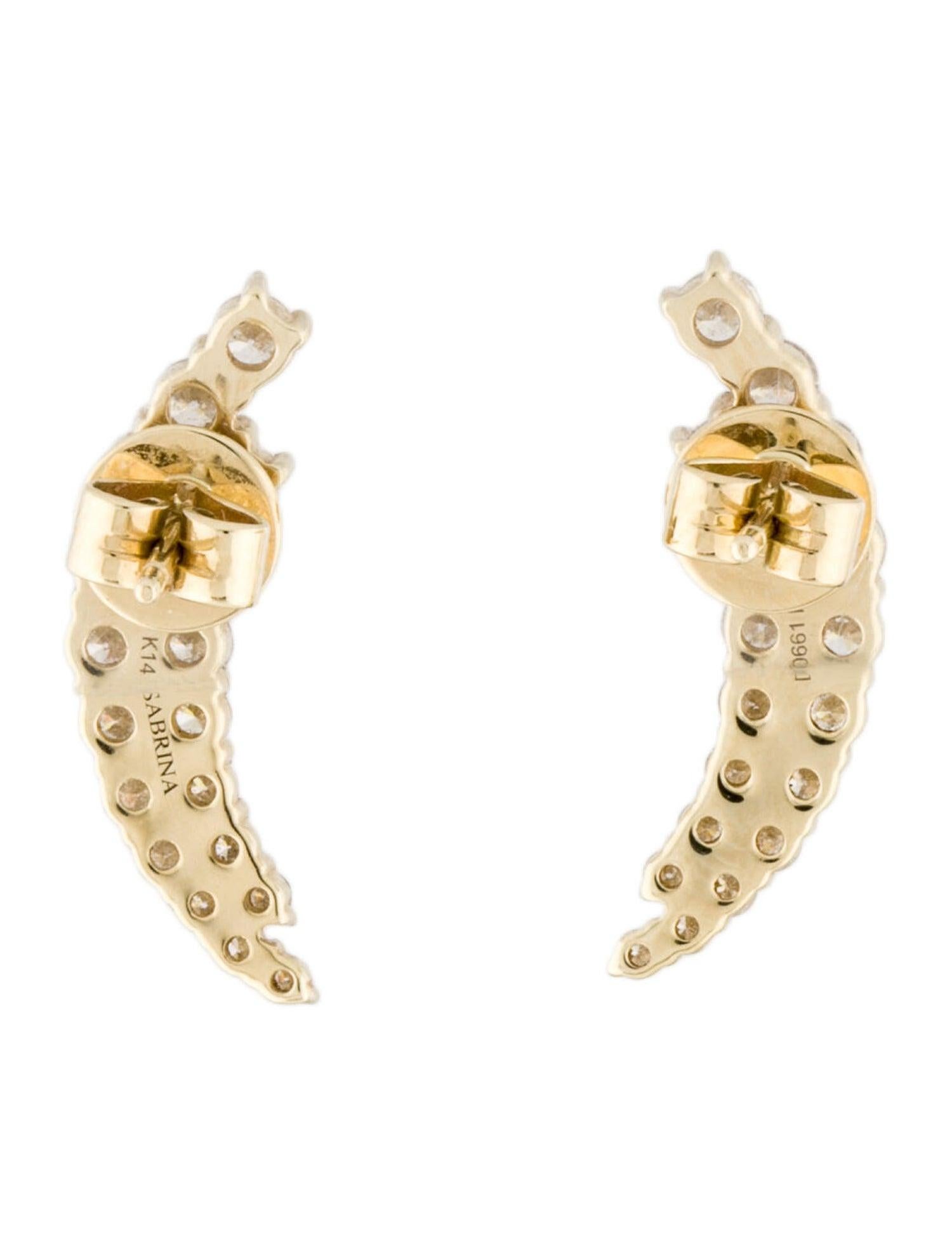 Wow to these Elegant and Stylish Gorgeous Ear Climber Diamond Earrings which will make heads turn! Crafted of 14K Gold featuring approximately 1.31 ct. of natural White Diamonds GH-SI Color & Clarity. Available in the options of White, Rose & Yellow