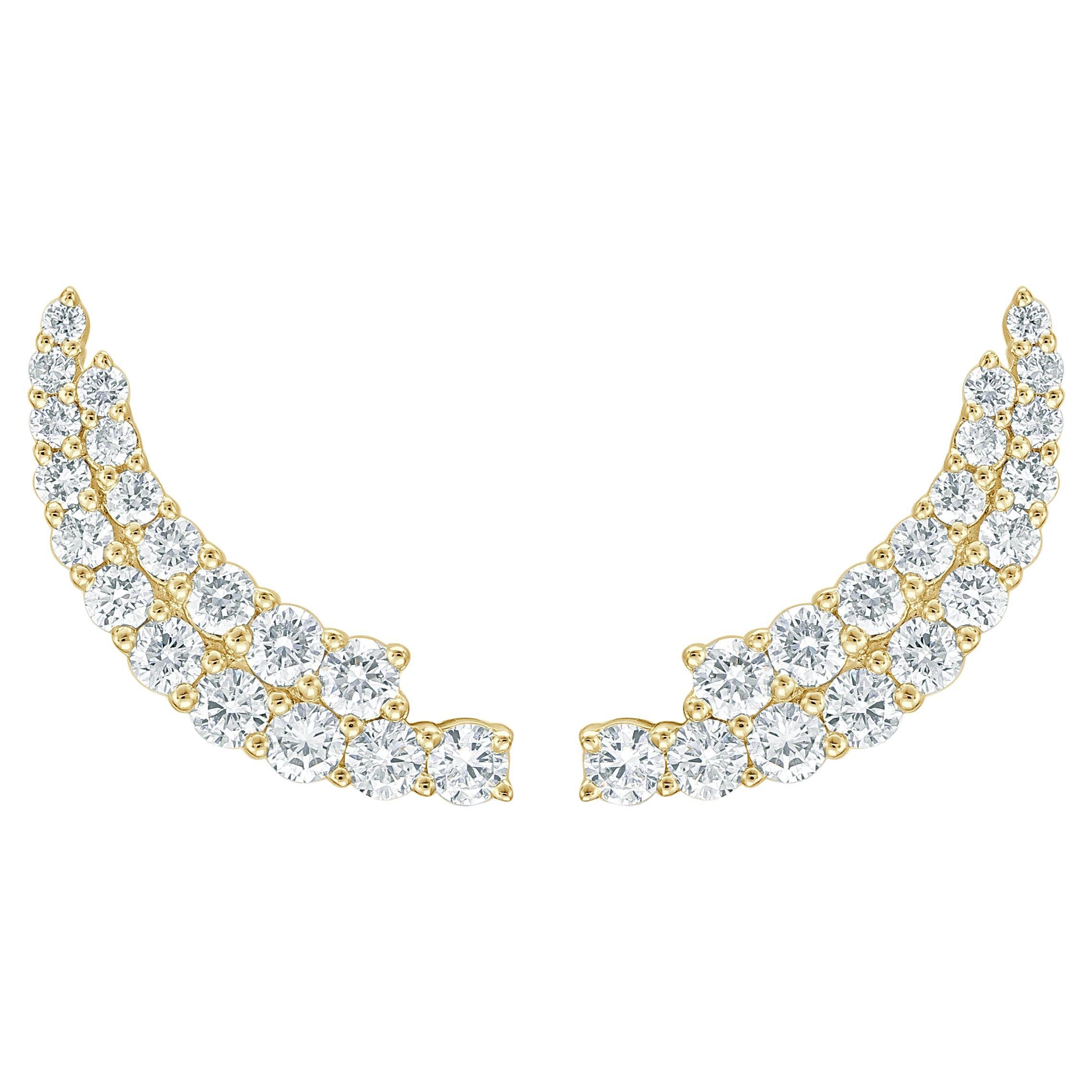 Boucles d'oreilles pendantes en or jaune 14 carats avec diamants de 1,31 carat