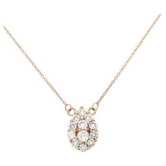 14 Karat Yellow Gold 1.35 Carat Diamond Cluster Pendant Necklace 14 Karat Yellow Gold 1.35 Carat Diamond Cluster Pendant Necklace
