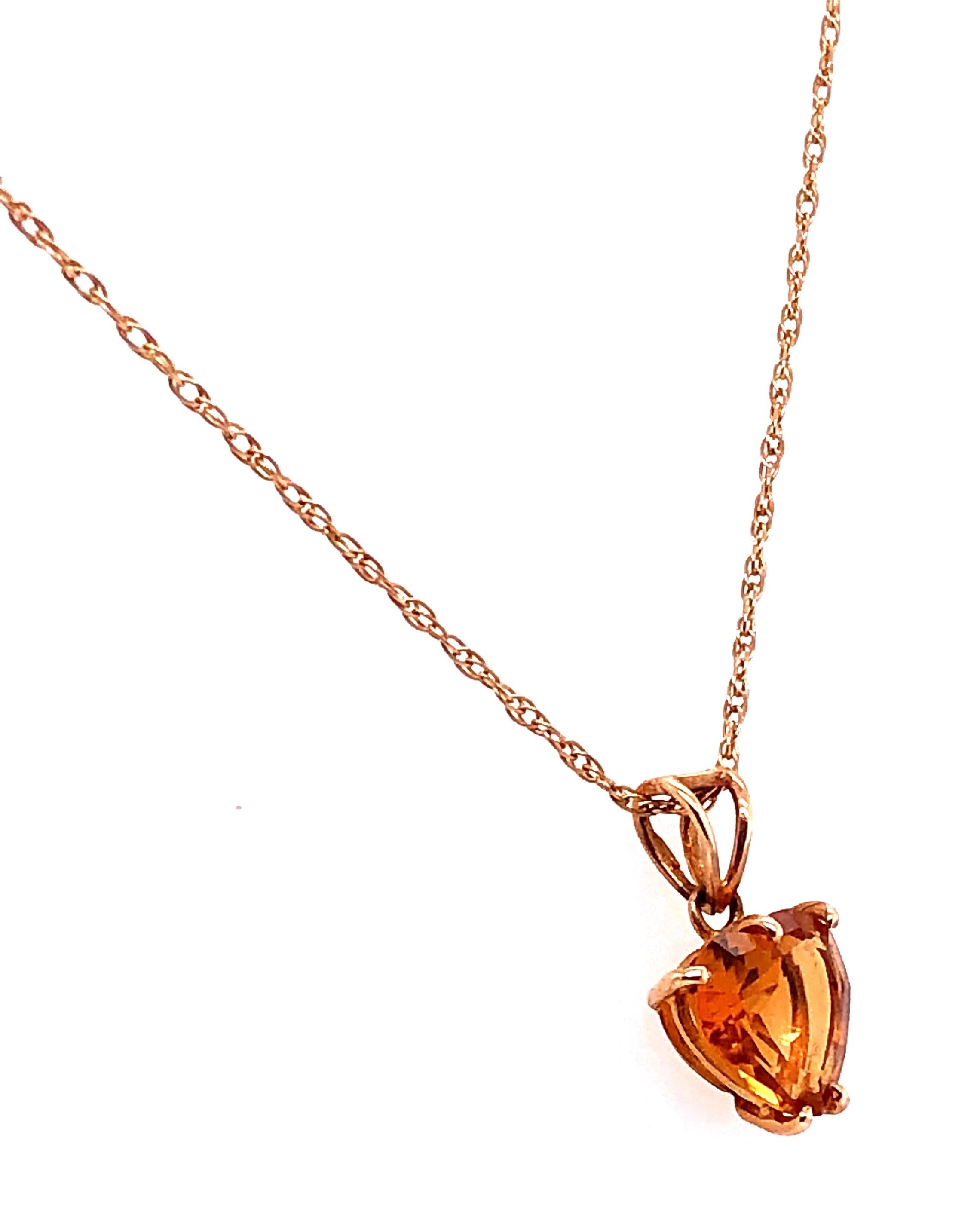 Women's or Men's 14 Karat Yellow Gold 14 Inch Necklace with Heart Pendant For Sale