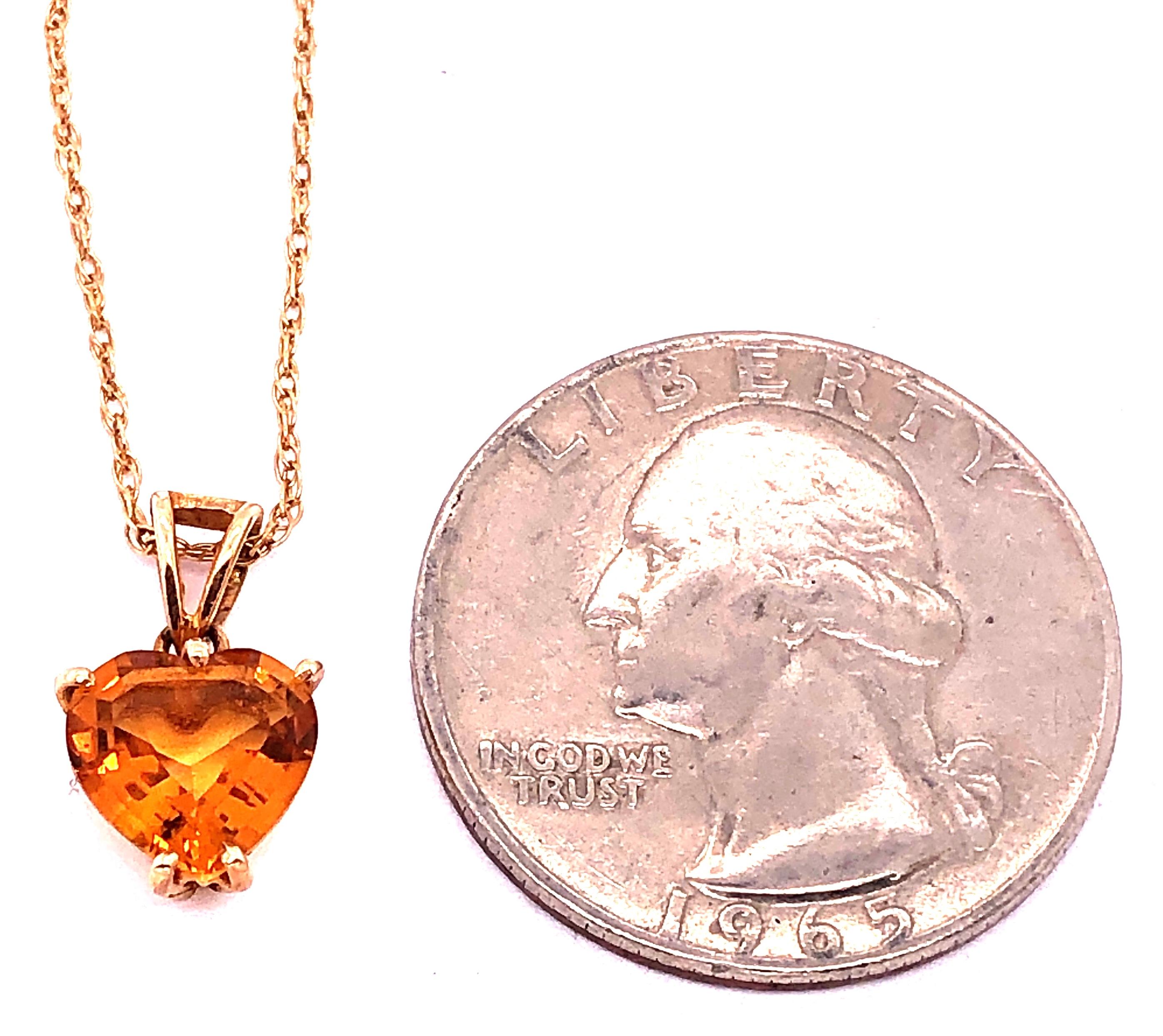 14 Karat Yellow Gold 14 Inch Necklace with Heart Pendant For Sale 3