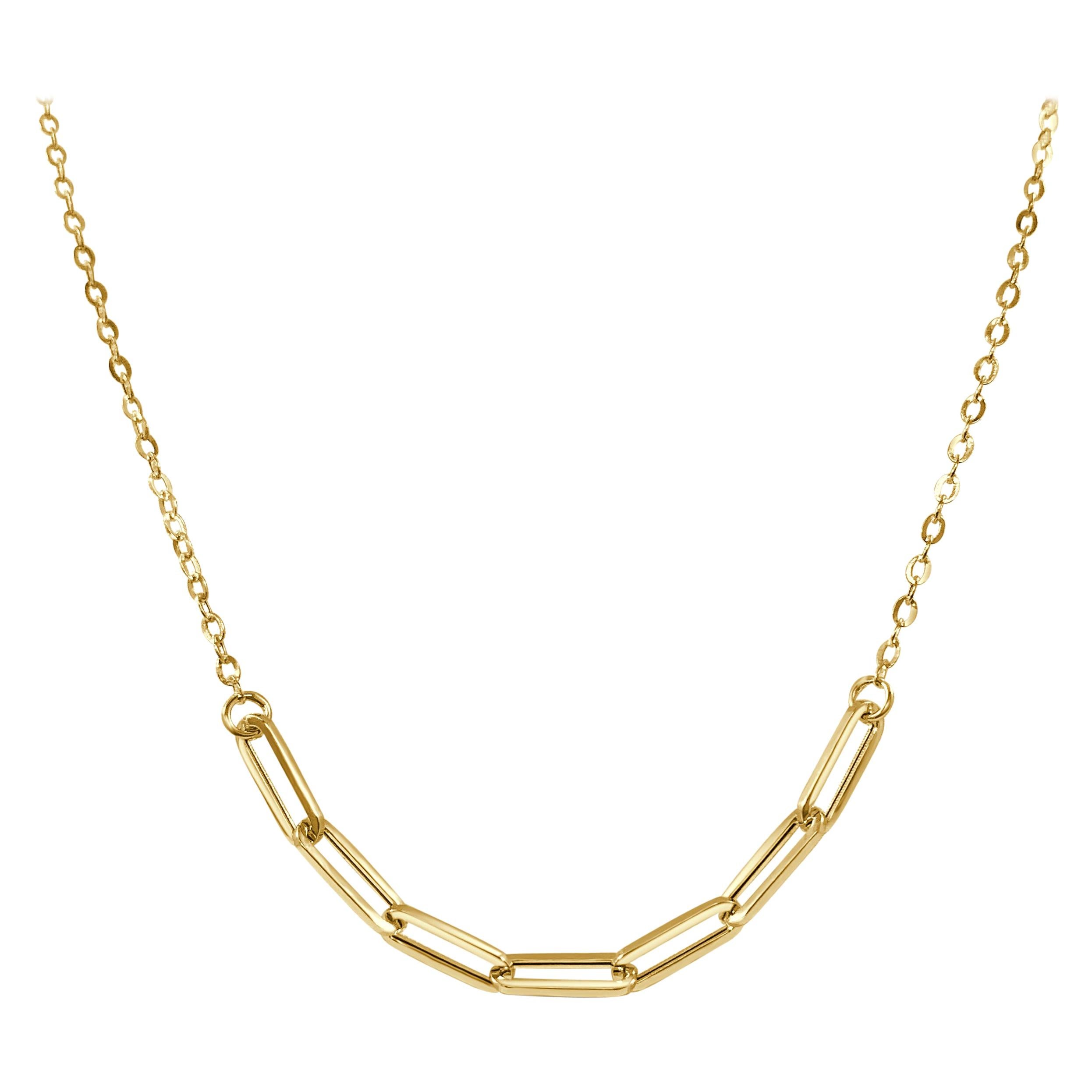 14 Karat Yellow Gold 1.40 Grams Paperclip Link Chain Necklace