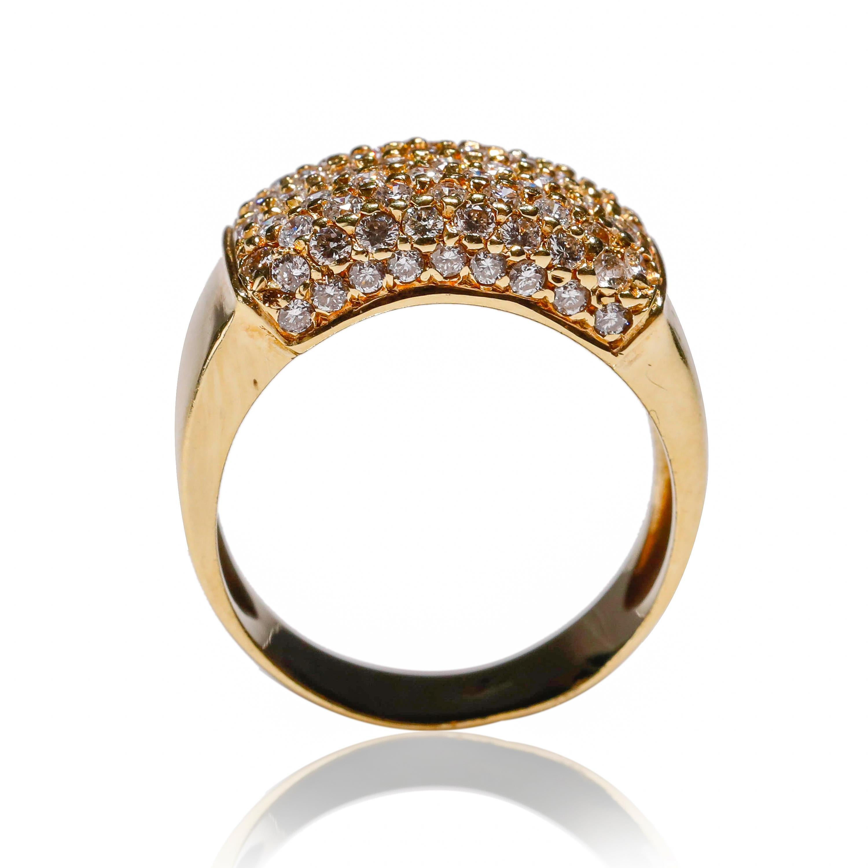 14 Karat Yellow Gold 1.54 Carat Round Cut Pave Diamond Eternity Band Ring

Crafted in 14 kt Yellow Gold, this Unique design showcases a white Diamond 1 TCW Round Cut diamond, set in a solid Yellow Gold, Polished to a brilliant shine.

Gold Purity: