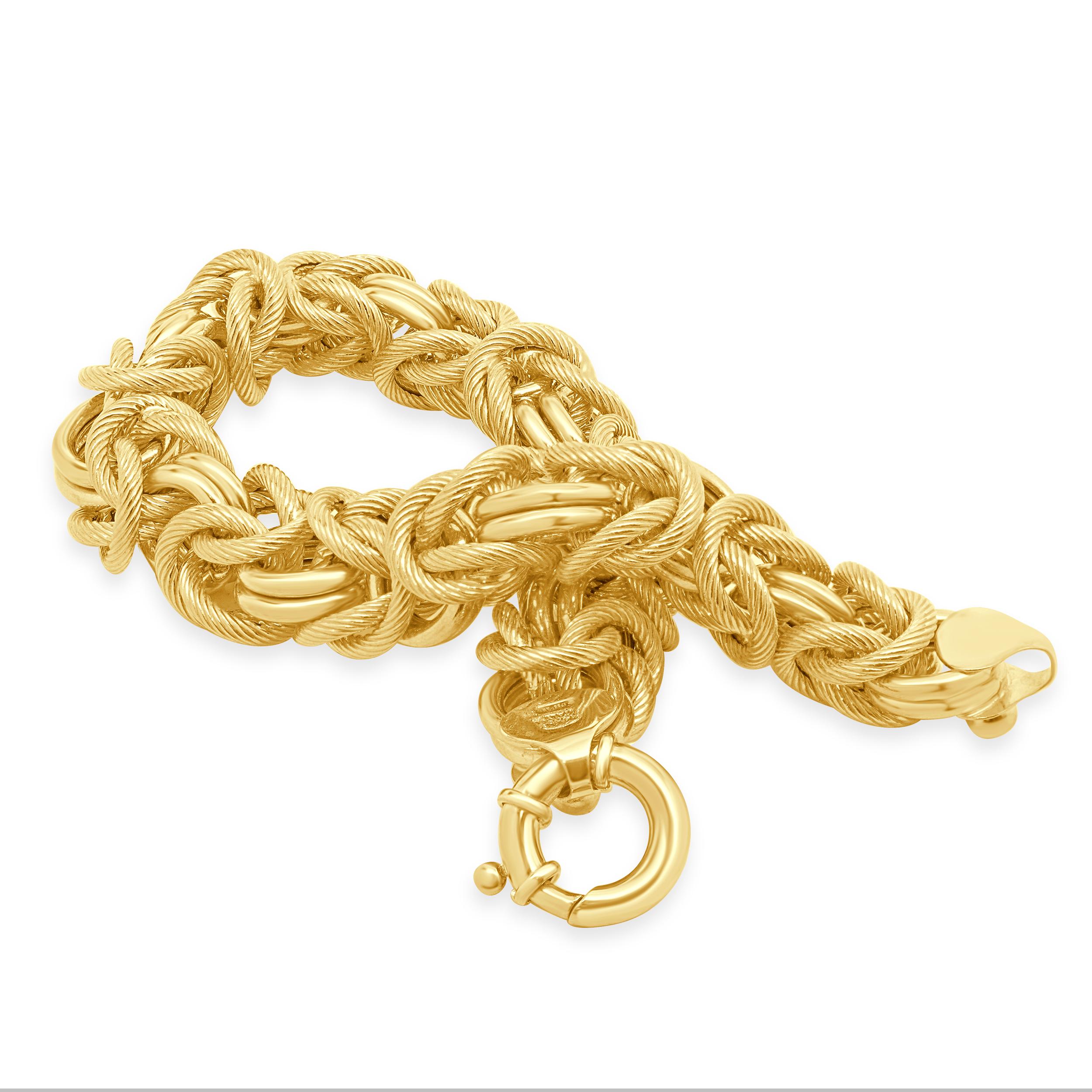 Women's 14 Karat Yellow Gold 15.5MM Byzantine Bracelet For Sale