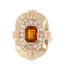 14 Karat Yellow Gold 1.75 Carat Madeira Citrine and 0.44 Cttw Diamond Ring