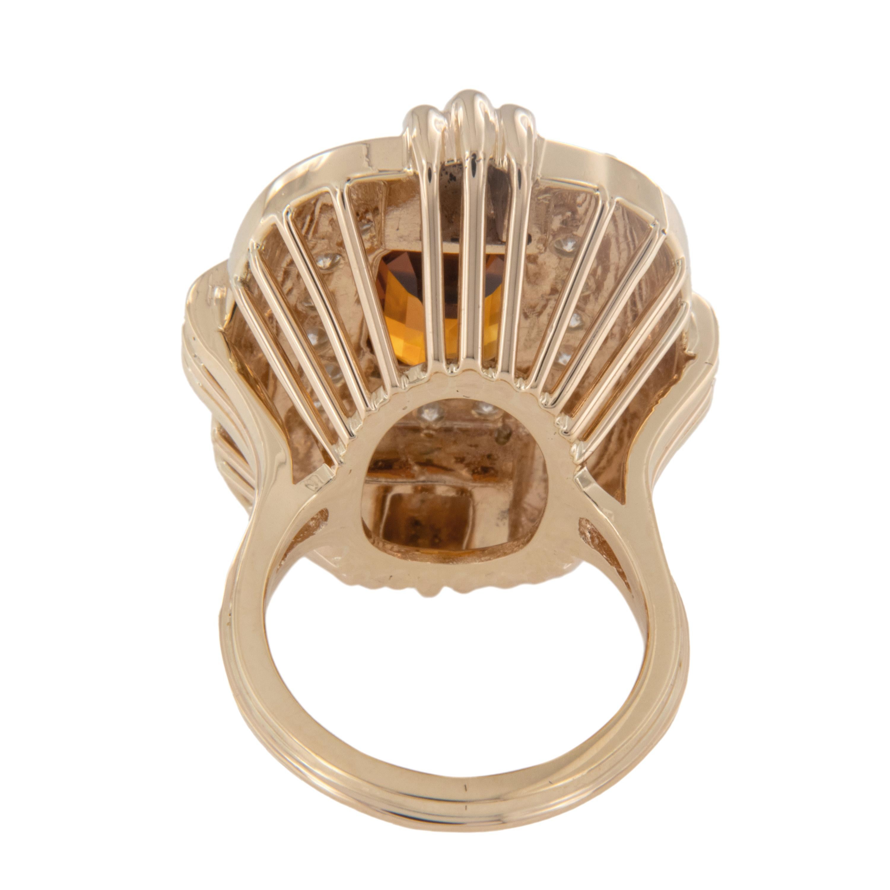 14 Karat Gelbgold 1,75 Karat Madeira Citrin und 0,44 Karat Gesamtkarat Diamantring im Zustand „Hervorragend“ im Angebot in Troy, MI