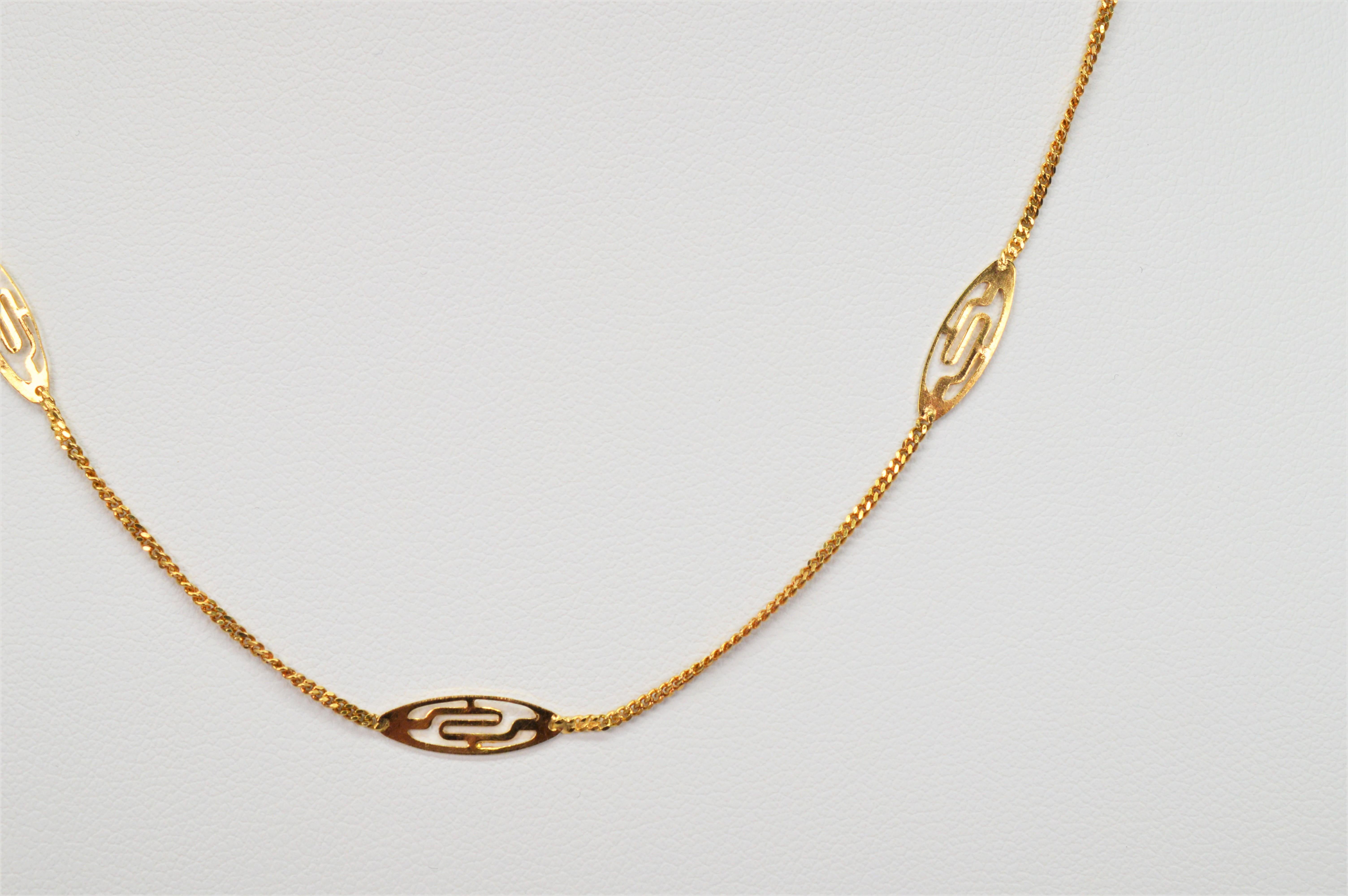 14 Karat Gelbgold Filigrane Station Kette Halskette Damen