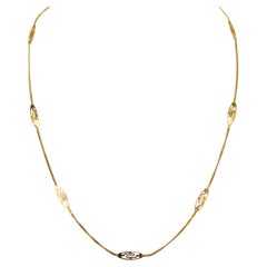 14 Karat Gelbgold Filigrane Station Kette Halskette