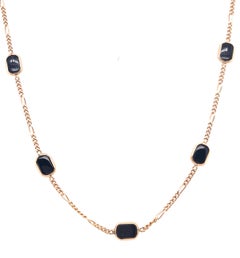 14 Karat Yellow Gold Black Onyx Figaro Necklace