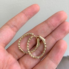 Créoles ovales en or jaune 14 carats avec diamants de 1,90 carat