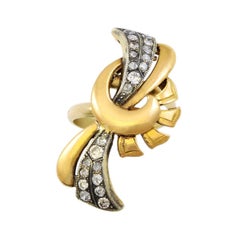 14 Karat Yellow Gold 1920s Vintage Antique Bow Ring