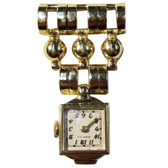 14 Karat Yellow Gold 1940s Tiffany & Co. Retro Lapel Watch