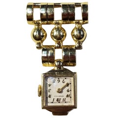 14 Karat Yellow Gold 1940s Tiffany & Co. Retro Lapel Watch