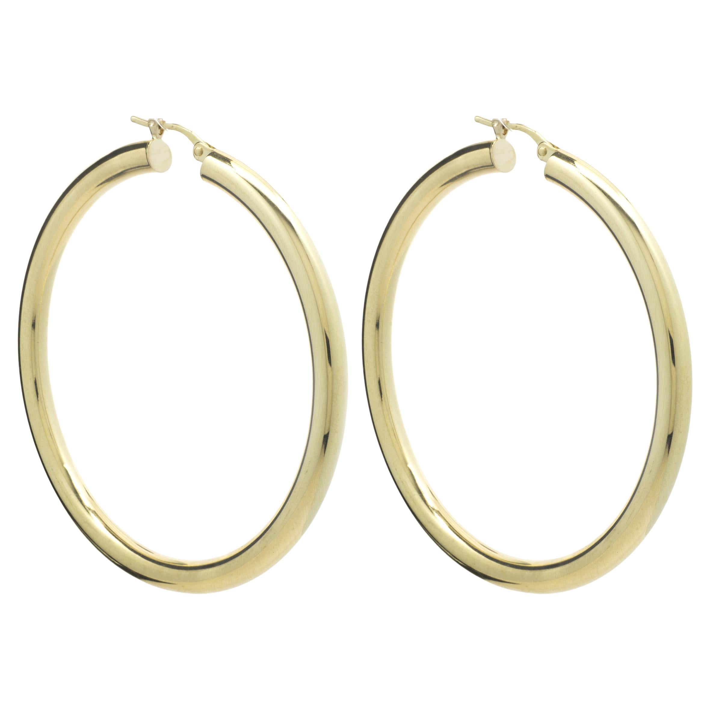 14 Karat Gold Hoop Doorknocker Earrings For Sale at 1stDibs
