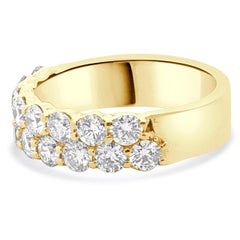 14 Karat Yellow Gold 2 Row Diamond Band